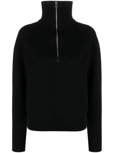 courrèges logo-patch half-zip jumper
