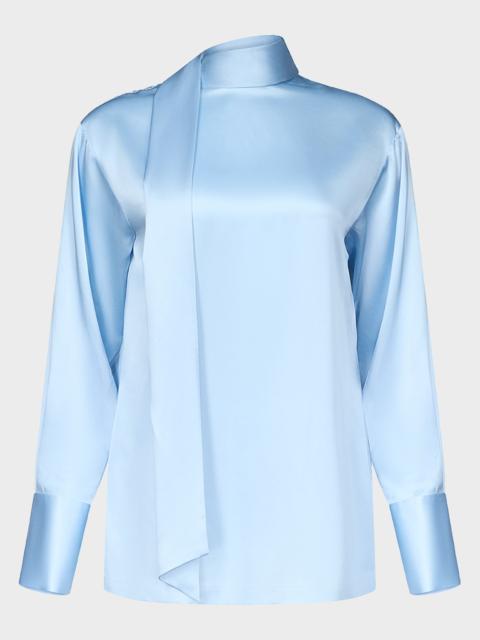 DIANE VON FURSTENBERG x Henry Zankov Eldridge Oversized Tie-Neck Silk Top