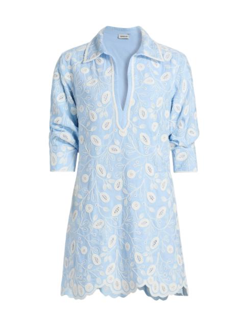 SIMKHAI Women's Freya Embroidered Linen-Blend Mini Dress - Tidepool Multi