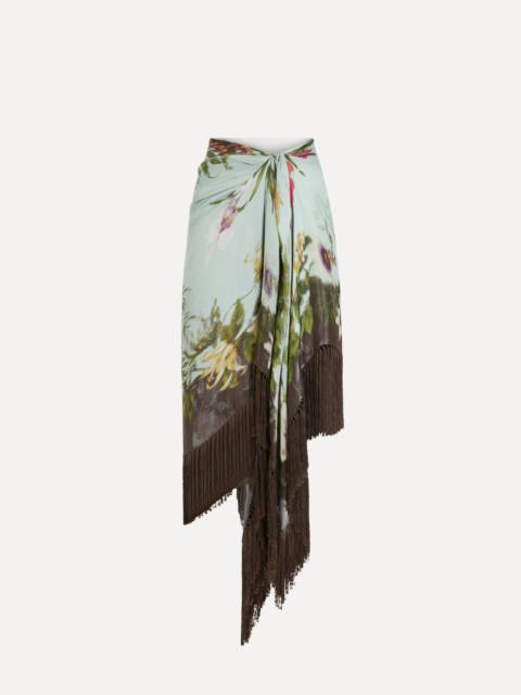 Oscar de la Renta DOMINICAN MIXED-FLORAL FRINGE SKIRT