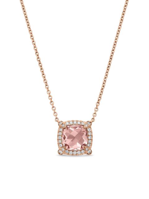 DAVID YURMAN Women's Petite Chatelaine Pavé Bezel Pendant Necklace in 18K Rose Gold with Morganite and Diamonds,