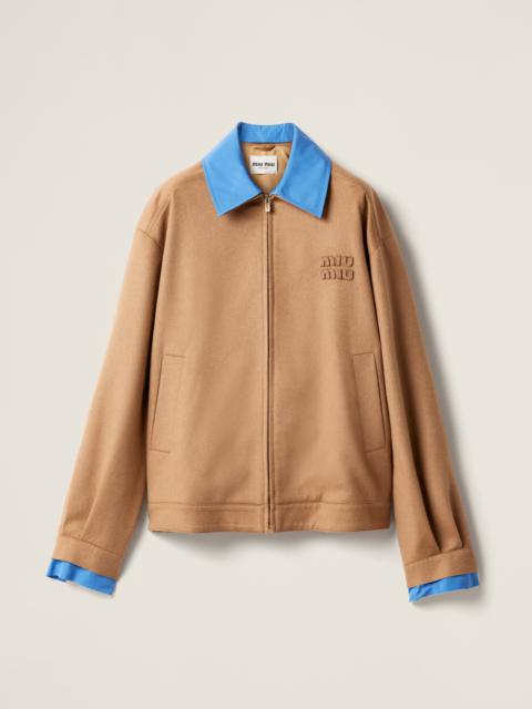 Miu Miu Camel-hair blouson jacket with poplin details