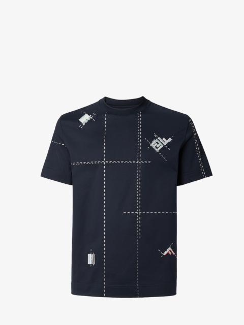 FENDI T-Shirt Dark blue cotton T-shirt
