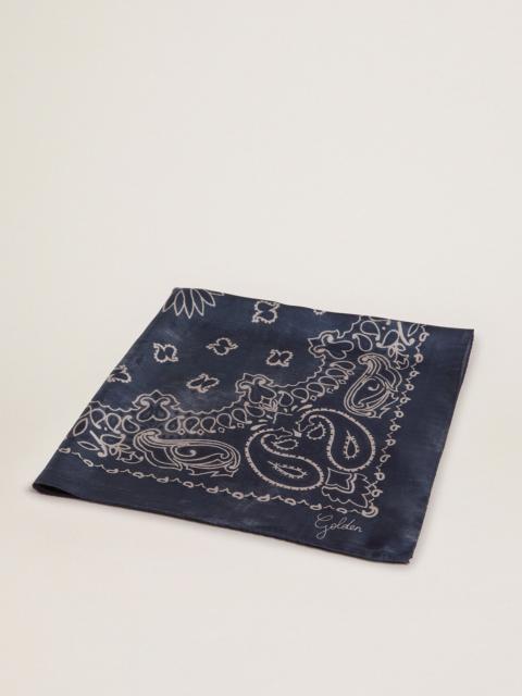 Golden Goose Denim-blue Golden Collection scarf with paisley pattern