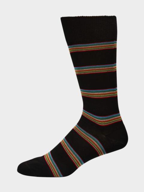 Paul Smith Men's Multiblock Ribbed Crew Socks