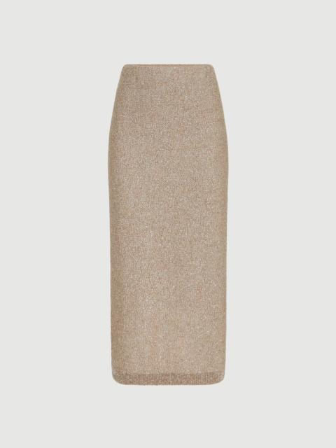 Brunello Cucinelli Mohair and wool dazzling texture knit skirt with monili
