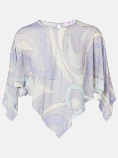 PUCCI Orchidee asymmetric wool-blend crop top