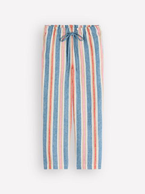 BODEN Islington Linen Crop Pants-Faience and Rose Multistripe