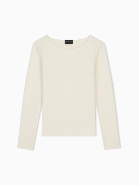 EMPORIO ARMANI SLIM FIT SHIRT IN JACQUARD JERSEY WITH A CHEVRON PATTERN