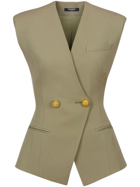 Balmain buttoned grain-de-poudre waistcoat