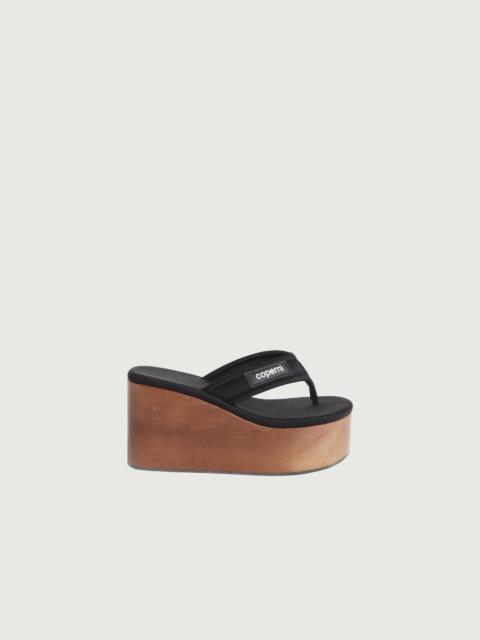 Wooden Branded Wedge Sandal