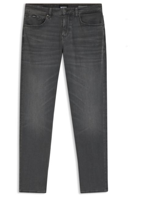 BOSS MAINE REGULAR-FIT JEANS IN BLACK STRETCH DENIM