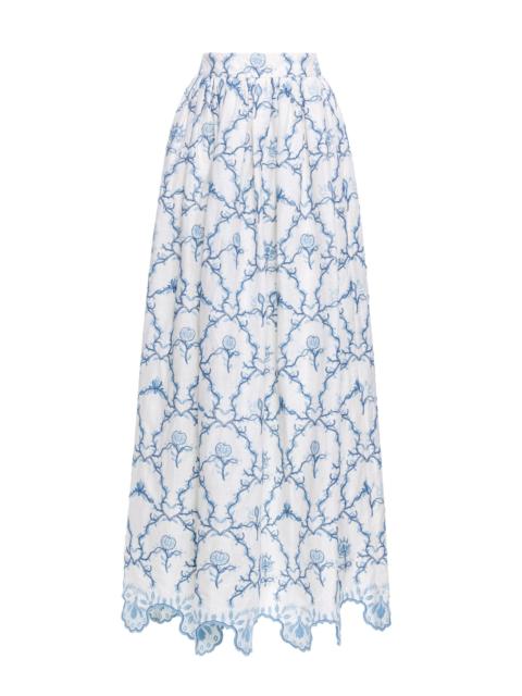 Agua by Agua Bendita Tangelo Floritura Maxi Skirt