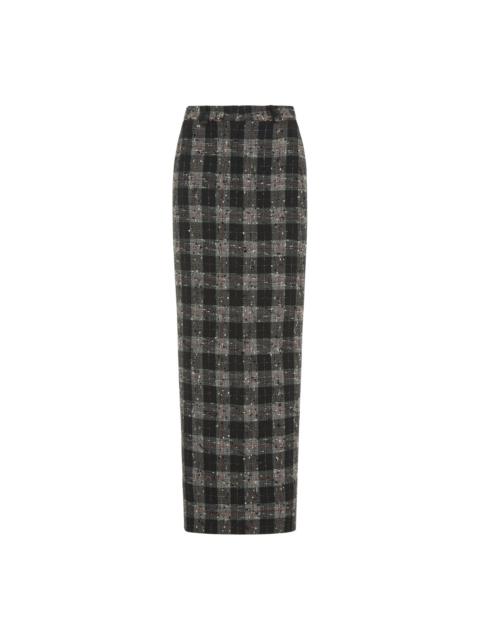 Alessandra Rich CHECKED LUREX WOOL LONG SKIRT