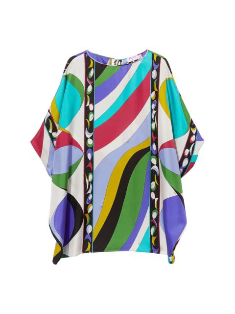 Pesci-print silk kaftan dress