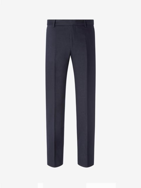 CORNELIANI Navy blue stretch wool and cashmere chino trousers