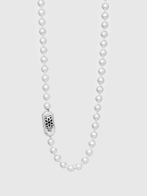 Triple Cutout Poplock Ball Chain Necklace in Sterling Silver