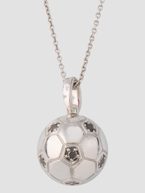 ROBERTO COIN Women's Tiny Treasurers 18K White Gold & 0.18 TCW Black Diamond Soccer Ball Pendant Necklace - White