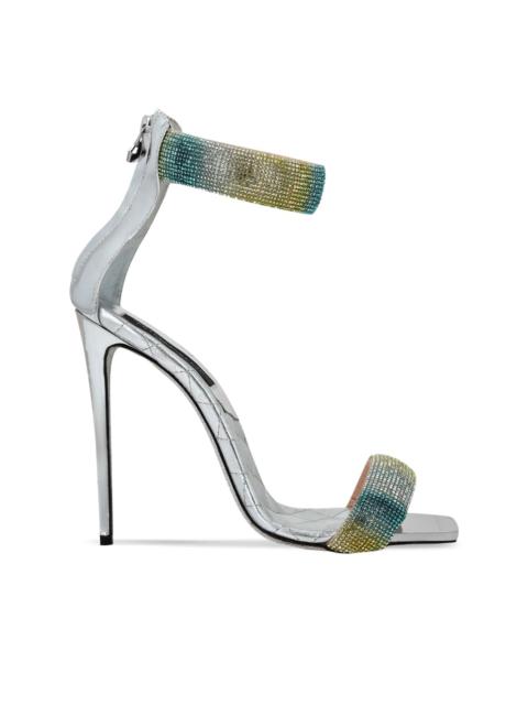 crystal-embellished metallic-leather sandals