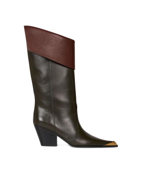 leather mic-calf boots