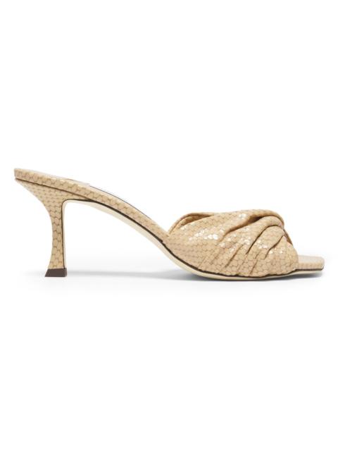 JIMMY CHOO Women's Skye 70MM Twisted Textured Leather Mules - Chai