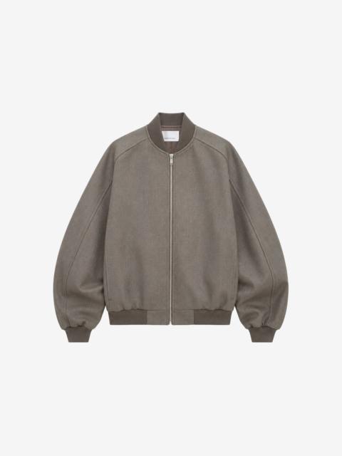 The Frankie Shop Elinor Wool Oversized Bomber Jacket - Beige Melange