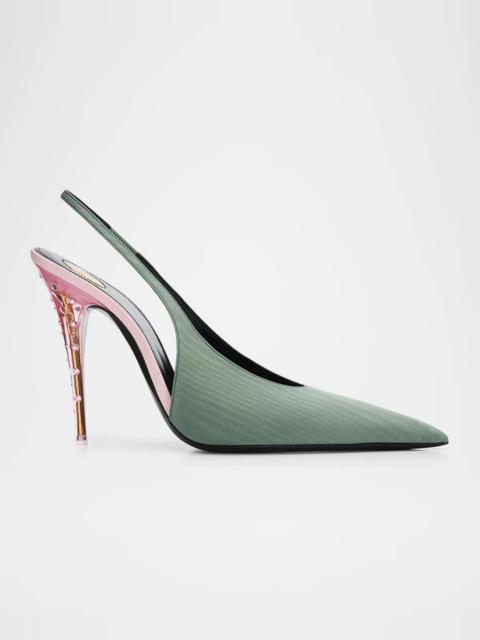 SAINT LAURENT 110mm Slingback Pumps in Silk Faille