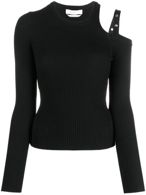 Blumarine eyelet-embellished ribbed sweatshirt