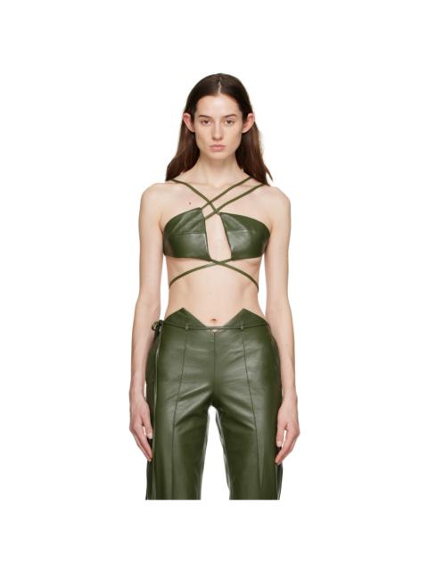 AYA MUSE Green Montiva Faux-Leather Bra