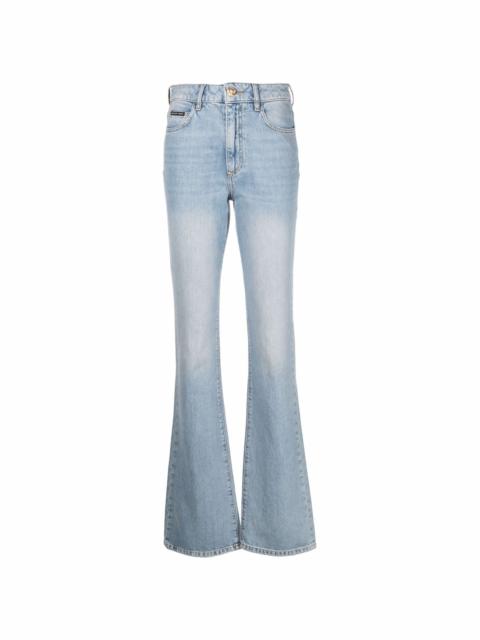 logo-plaque high-waist flared jeans