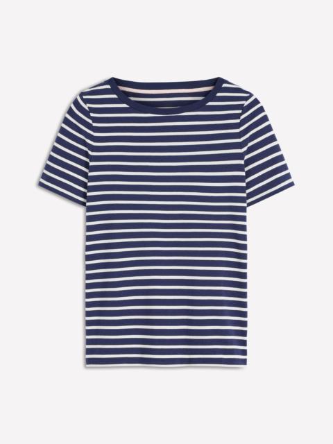 BODEN Olivia Short Sleeve Breton-Navy, Ivory