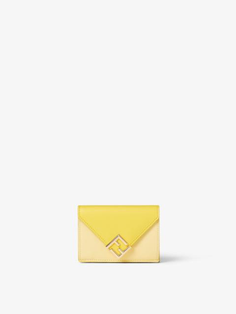 FENDI FF Diamonds Micro Trifold Broom yellow leather wallet