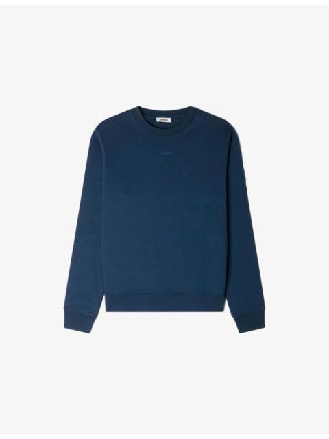 Sandro Branded Crewneck Cotton-Jersey Sweatshirt