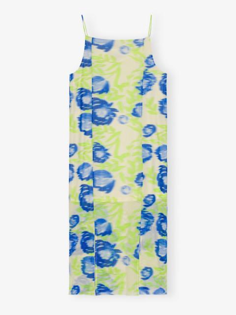 GANNI PRINTED MESH SLIP DRESS