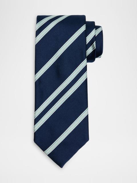 Brioni Men & apos;s Herringbone Stripe Jacquard Silk Tie