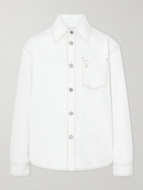 AMI Paris Logo-Embroidered Denim Overshirt