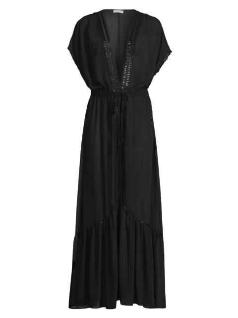 RAMY BROOK Women's Gem Tie-Waist Cover-Up Maxi Dress - Black