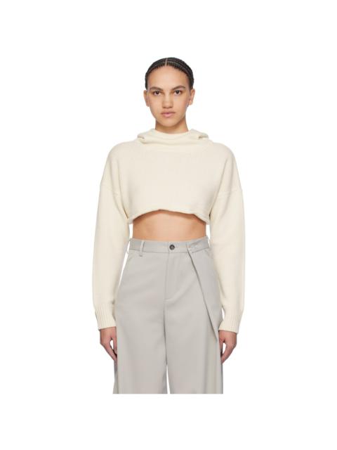 MM6 Maison Margiela Off-White Cropped Hoodie