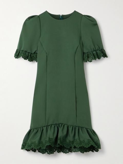 KIKA VARGAS Amenah Ruffled Broderie Anglaise-trimmed Crepe Mini Dress