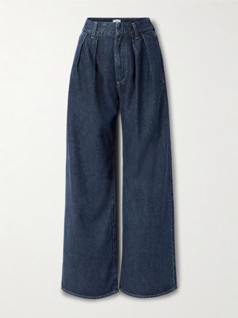 Citizens of Humanity Petra pleated high-rise wide-leg jeans Dark denim