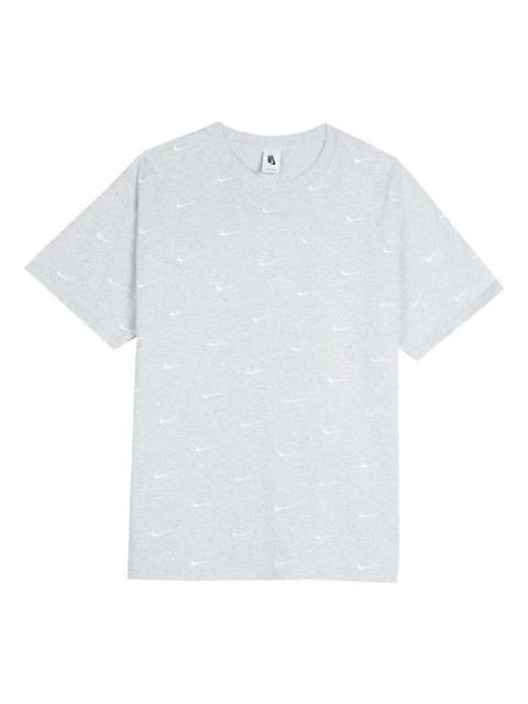 Nike Men's Nike Nrg Swoosh Logo Tee Full Print logo Embroidered Short Sleeve Gray T-Shirt CK4094-050