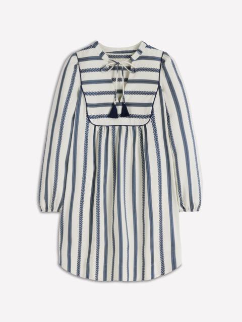 BODEN Pia Cotton Yoke Dress-Blue Stripe