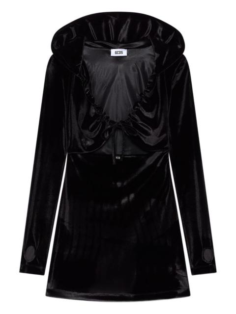 GCDS hooded ruffled mini dress