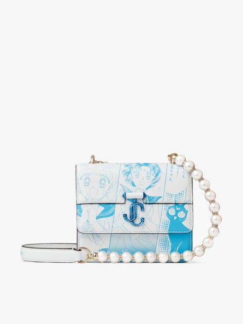 JIMMY CHOO Sailor Mercury Varenne Quad XS
Blue Manga Printed Leather Shoulder Bag with Pearl Strap