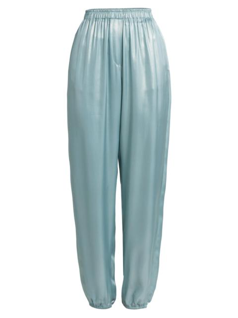 GIORGIO ARMANI Women's Laminated Satin Joggers - Silver Cloud