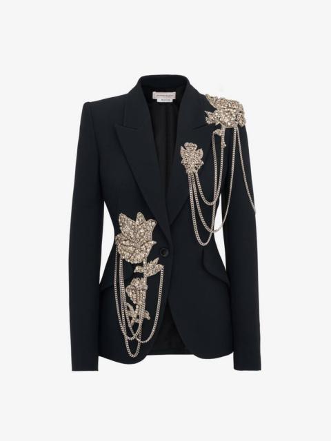 Alexander McQueen Women's Embroidered Single-breasted Jacket in Black