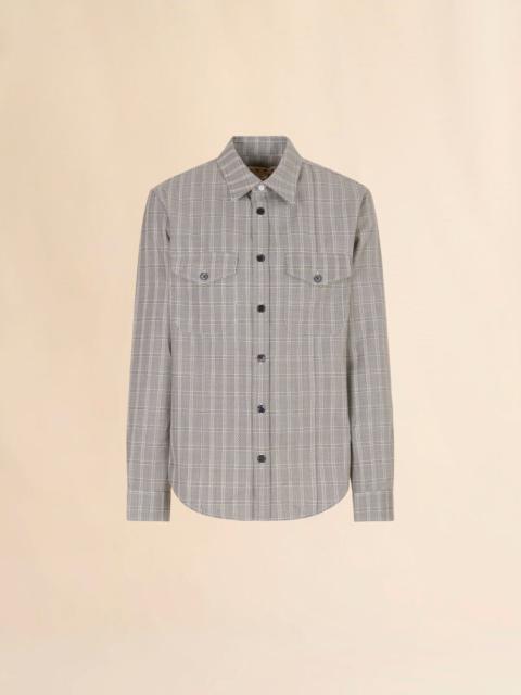 Marni BROWN WOOL SHIRT WITH TARTAN CHECK