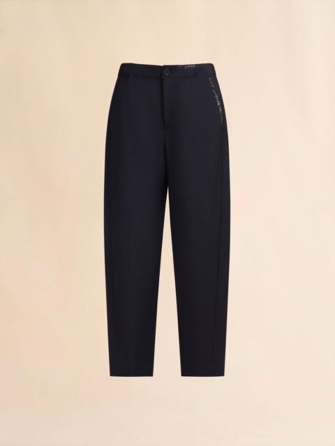 Marni DEEP BLUE TROPICAL WOOL TROUSERS WITH MARNI MENDING