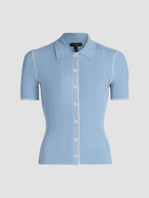 rag & bone Women's Harper Short-Sleeve Cardigan - Sky