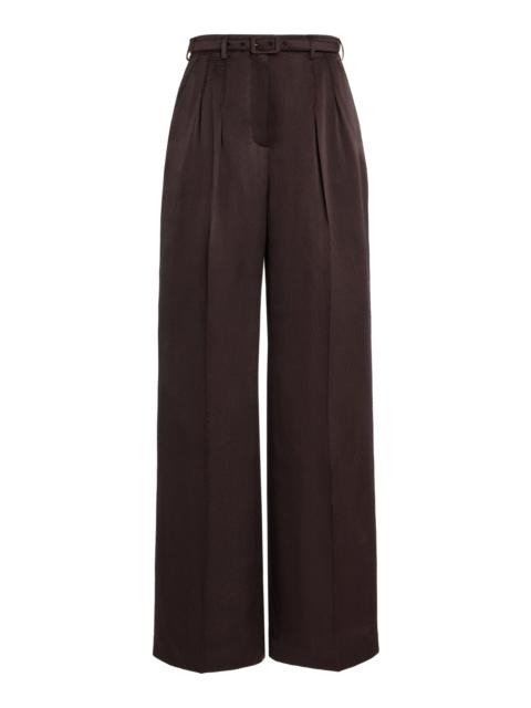 GABRIELA HEARST Vargas Pleated Silk Wide-Leg Pants brown
